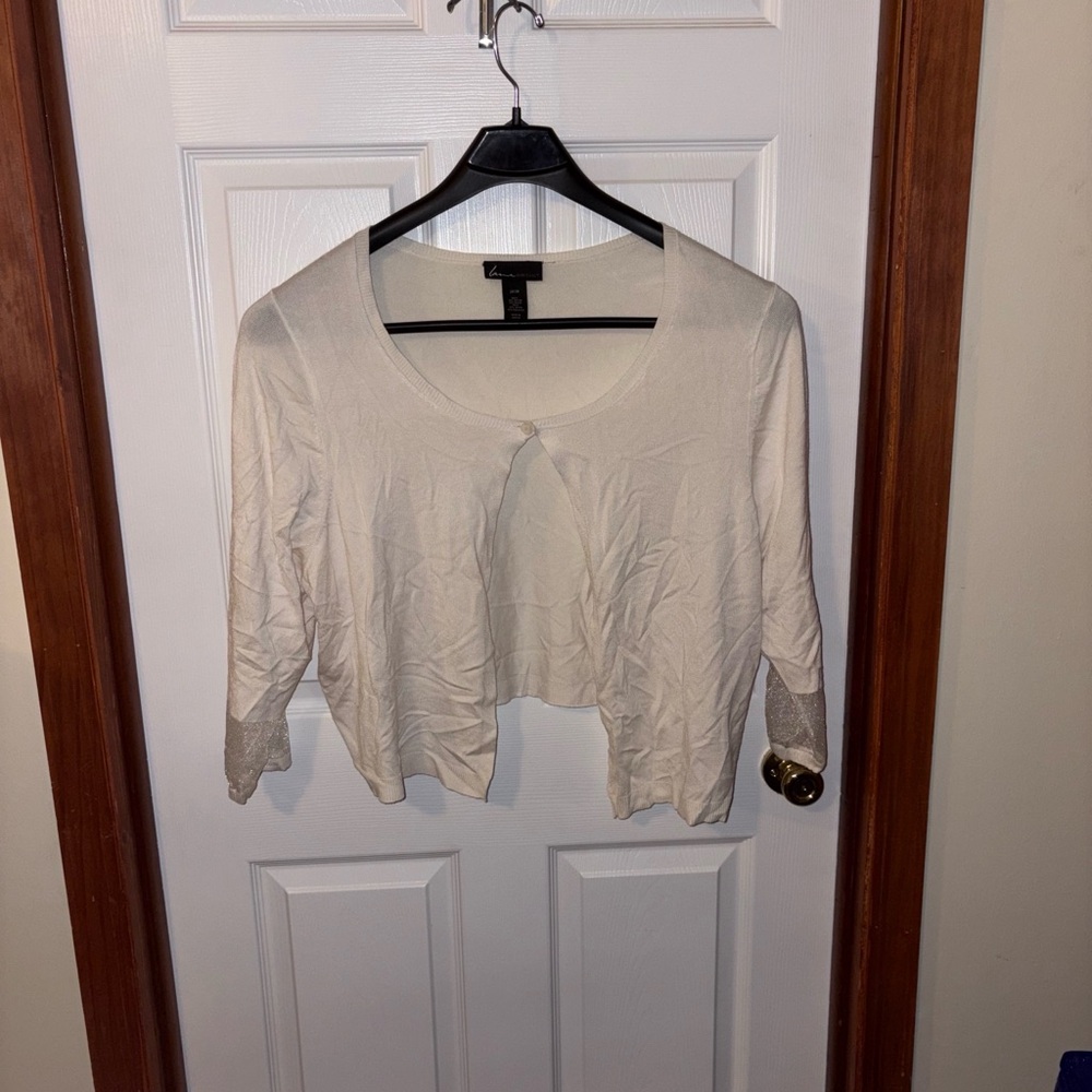 Lane Bryant Cream Short Cardigan
